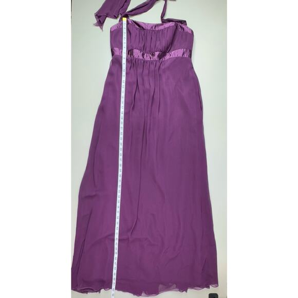 VTG Y2K Jessica McClintock Empire Dress 12 Plum Halter Chiffon Prom Bridesmaid - Picture 6 of 16